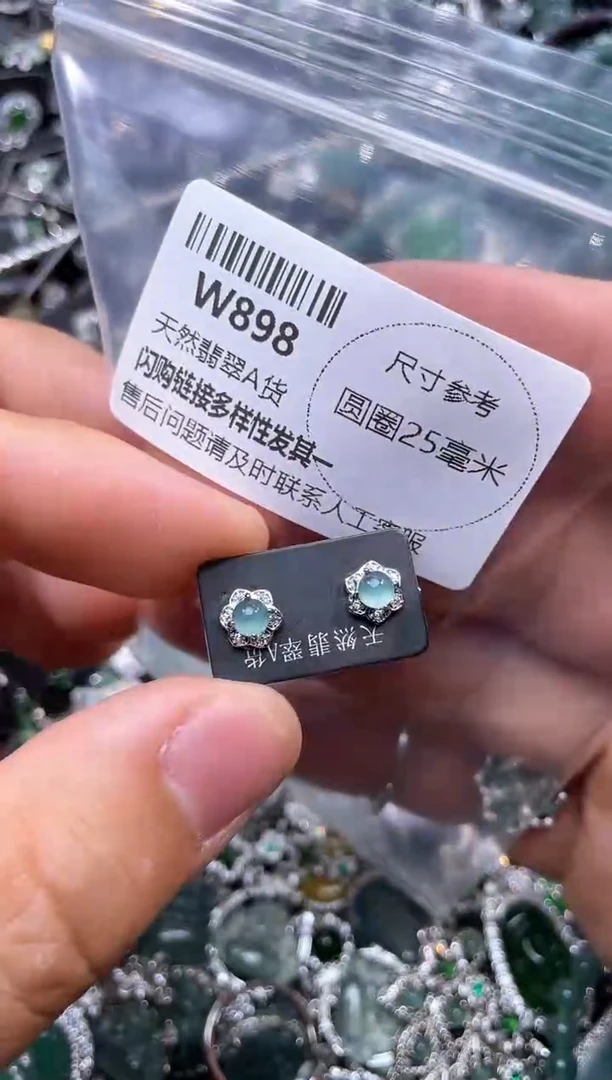 【闪购商品】翡翠颈饰未镶嵌W898耳钉