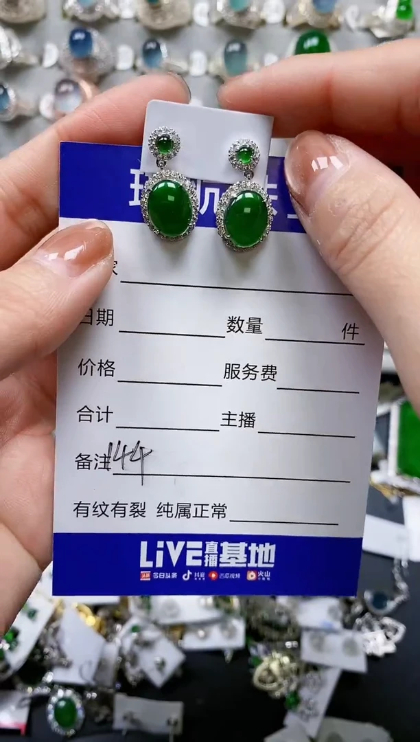 【闪购商品】翡翠耳饰银S925镶嵌0144