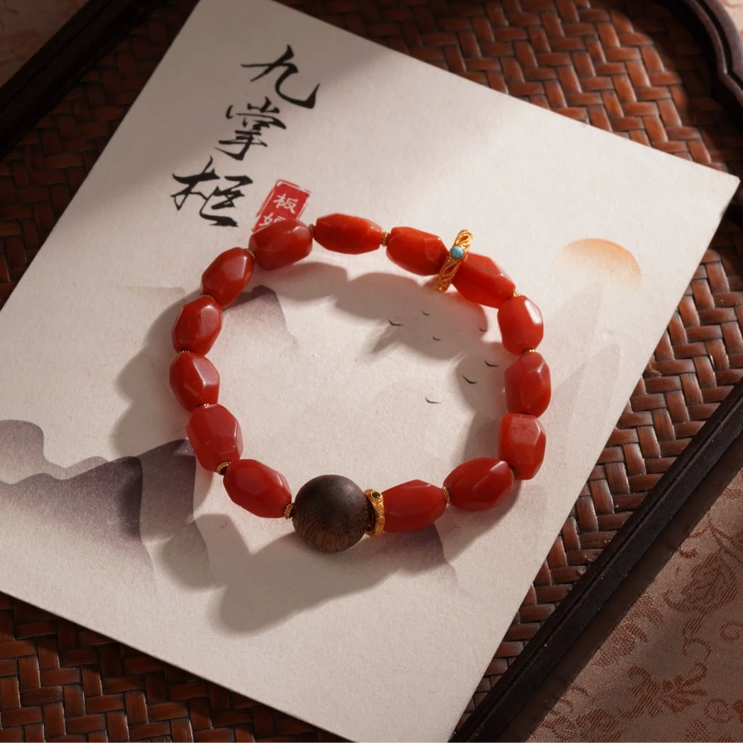 天然南红单圈手串简约设计百搭—多样性发其一约7mm【JJ377】