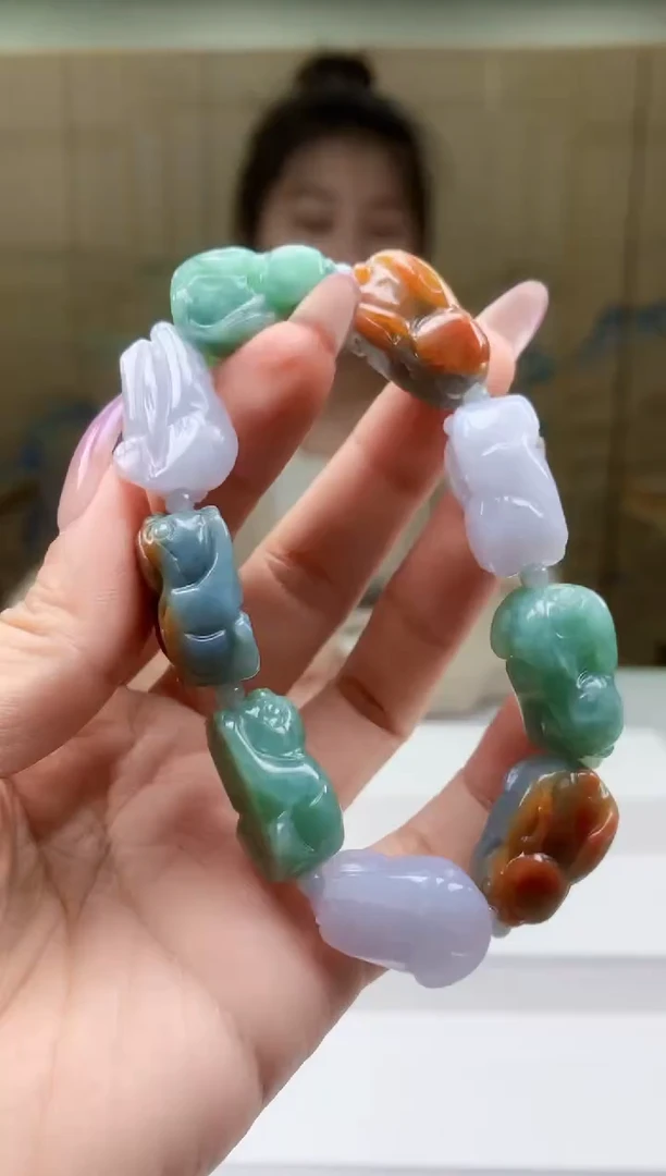 【闪购商品】定制翡翠未镶嵌5156ty-毛货手串51