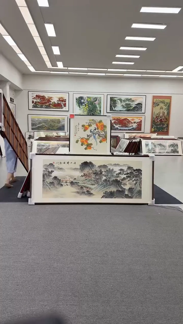 国画手绘219*88溪山神韵