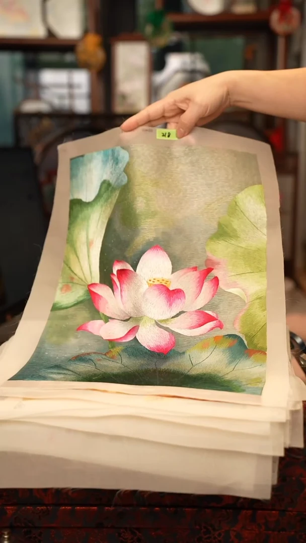 扇子苏绣绣片 30乘40