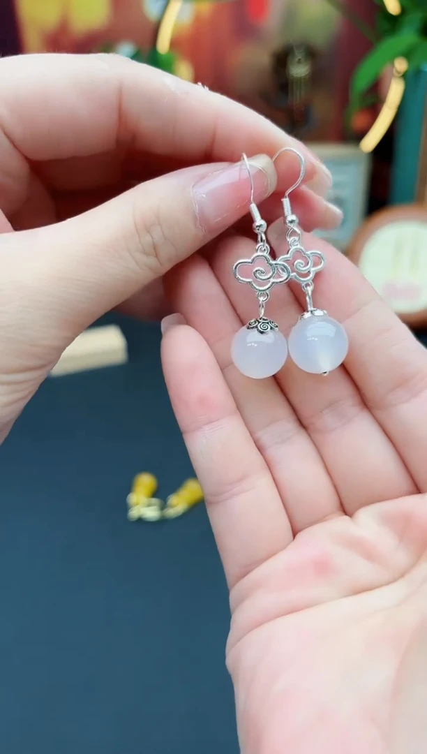 玛瑙/玉髓耳饰银S925镶嵌101