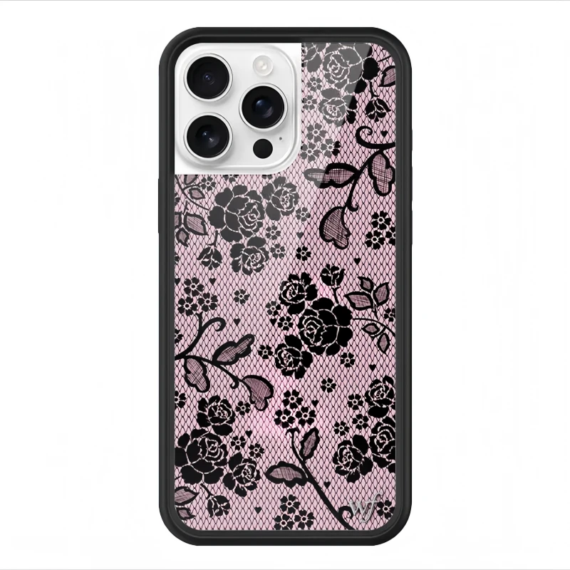 wildflo联名蕾丝花语Lace Lover黑框【防摔】手机壳适用苹果16/13