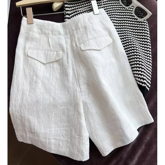 网红洋气炸街薄款裤子女爆款夏天新款休闲简约百搭棉麻短裤阔腿裤