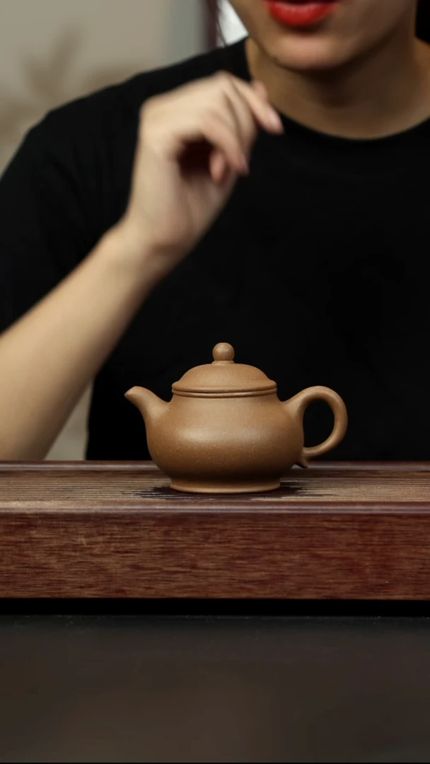 紫砂茶壶芝麻绿 潘壶全手