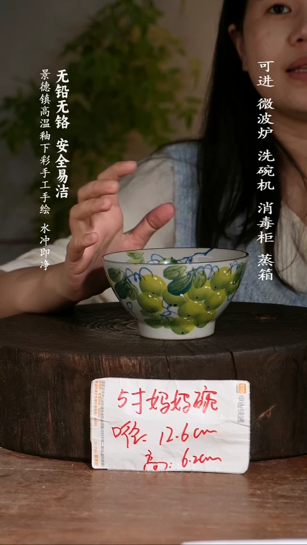 碗陶瓷景德镇高温瓷釉下彩手绘陶瓷