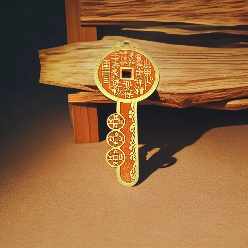 铜吊坠 铜花钱钥匙扣吊坠穿绳-122190