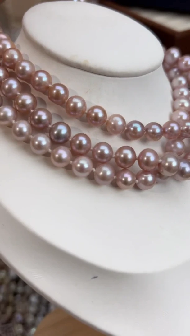 未镶嵌31淡水珍珠无核*强光珍珠项链8mm左右（粉色）多样性发一
