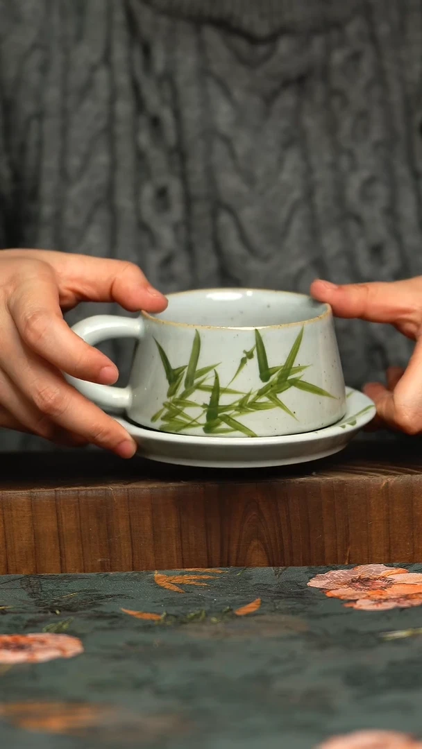 杯釉下彩手工手绘同款陶器