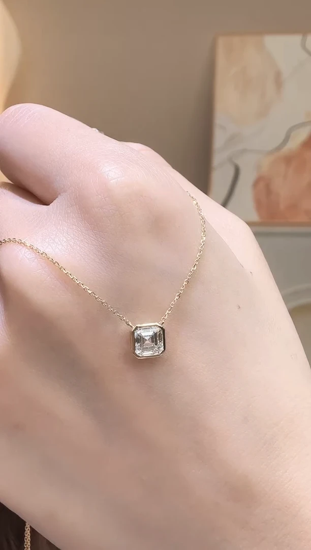 18K金镶嵌项链实验室培育钻石1卡阿斯切项链k黄