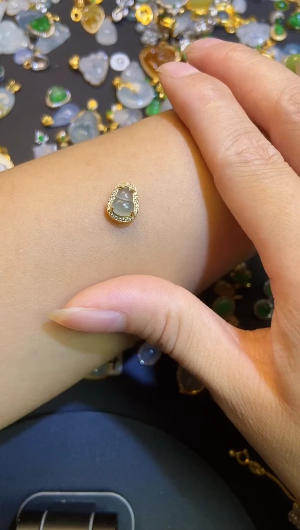翡翠银S925镶嵌吊坠(不含链)天然A货翡翠
