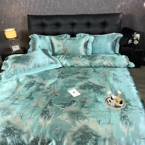 【新款】重磅高精密四件套四季款--碧水青山-绿