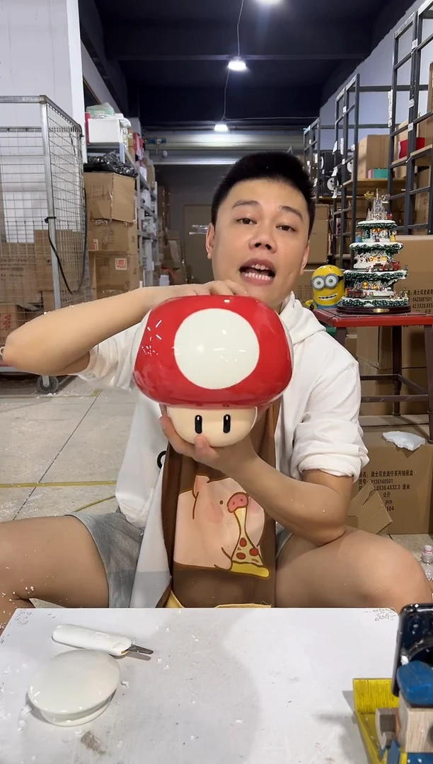 瓷片陶瓷收纳蘑菇罐