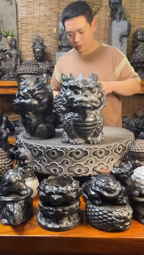 石材30Q版麒麟天然青石雕刻