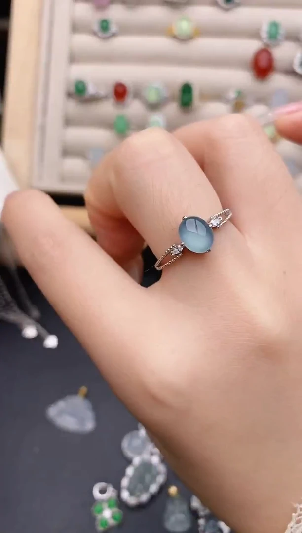 银S925镶嵌戒指翡翠0