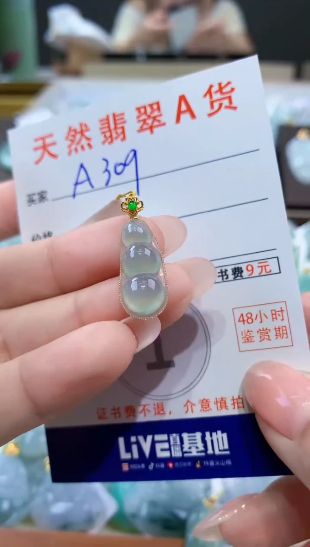 颈饰18K金镶嵌翡翠天然翡翠A货挂件