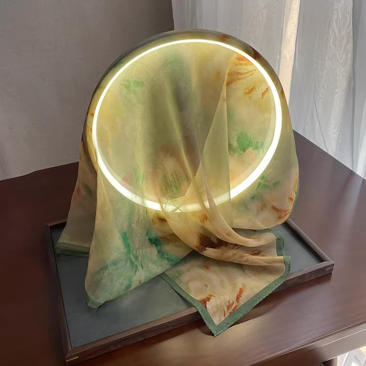 宫丽65x65cm6A纯100桑蚕丝春夏薯莨纱时尚方巾SL05