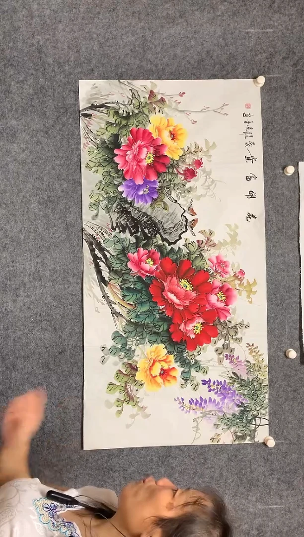 横款韦建华老师花开富贵尺寸136*68