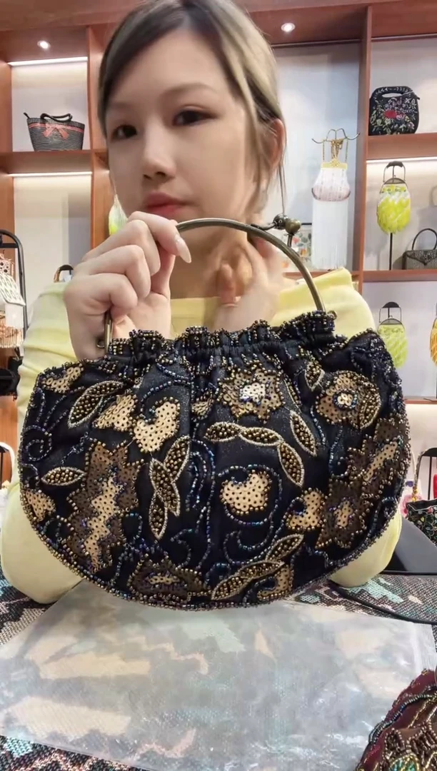 织物8号手工珠珠包包腋下斜跨包手拿包手提晚宴包