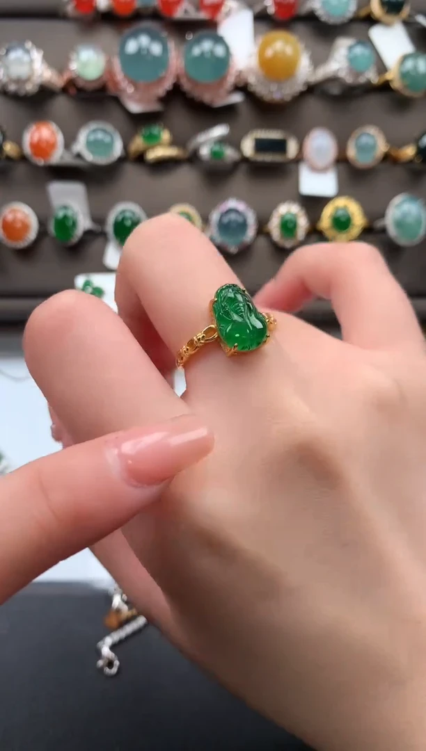 【闪购商品】翡翠戒指银S925镶嵌521414