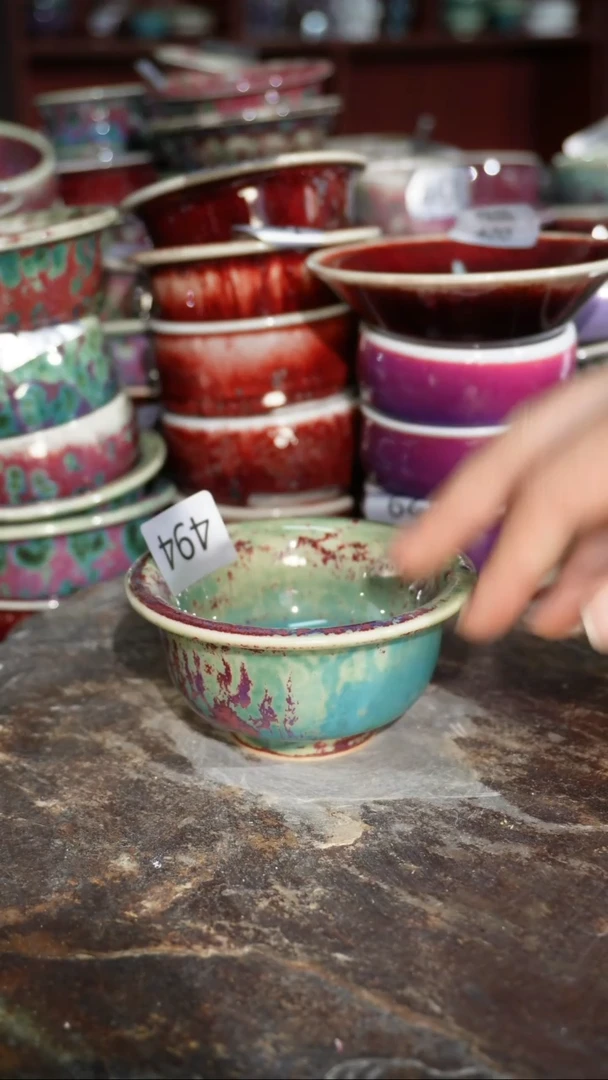 摆件陶精品窑变钧瓷茶器