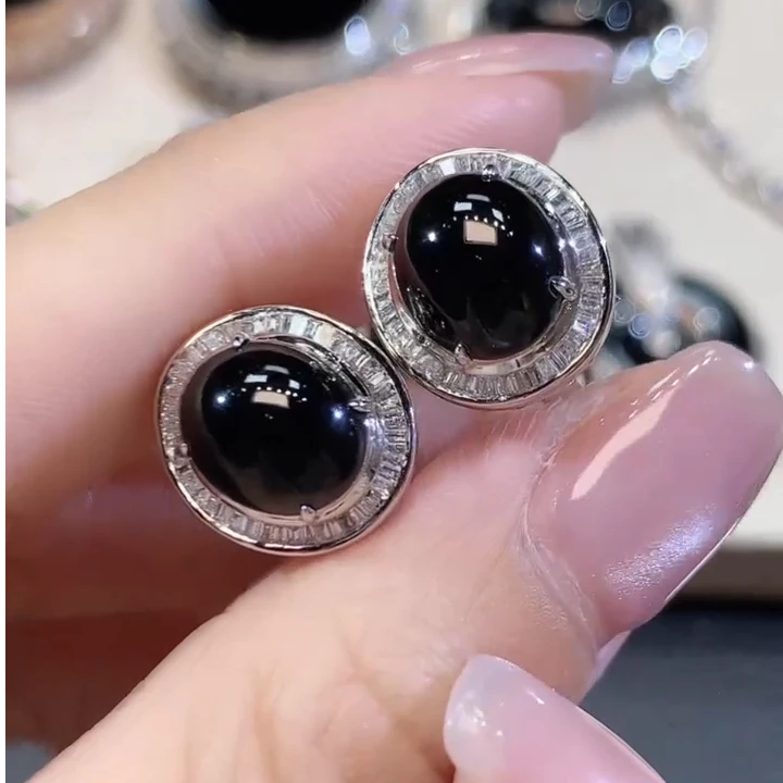 【云中意】翡翠耳饰18K金镶嵌D3 - 多样性发货