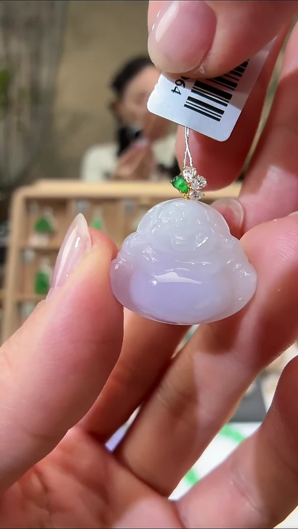 吊坠(不含链)18K金镶嵌翡翠佛公