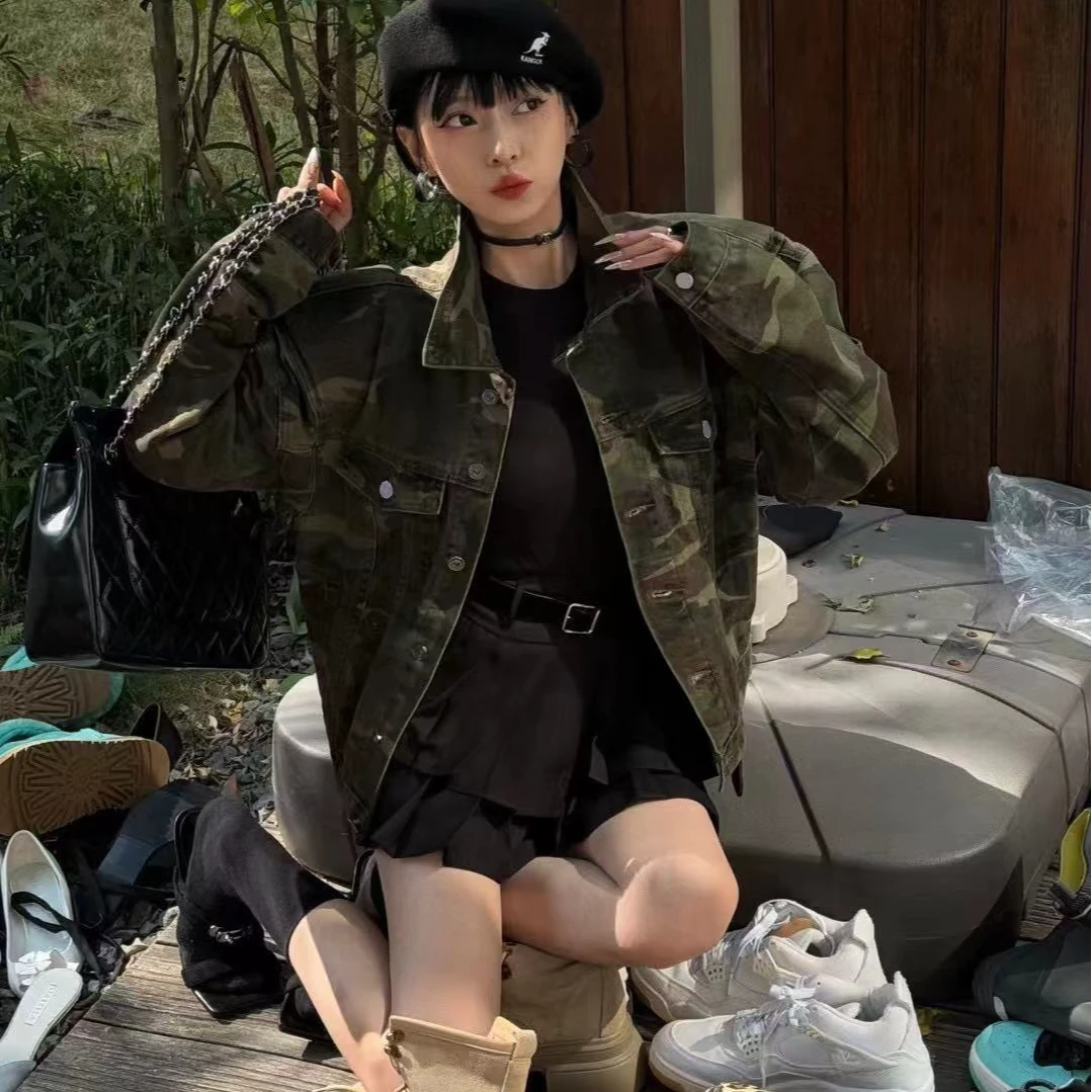 宠儿【2025春款财神韩版迷彩时尚牛仔外套】