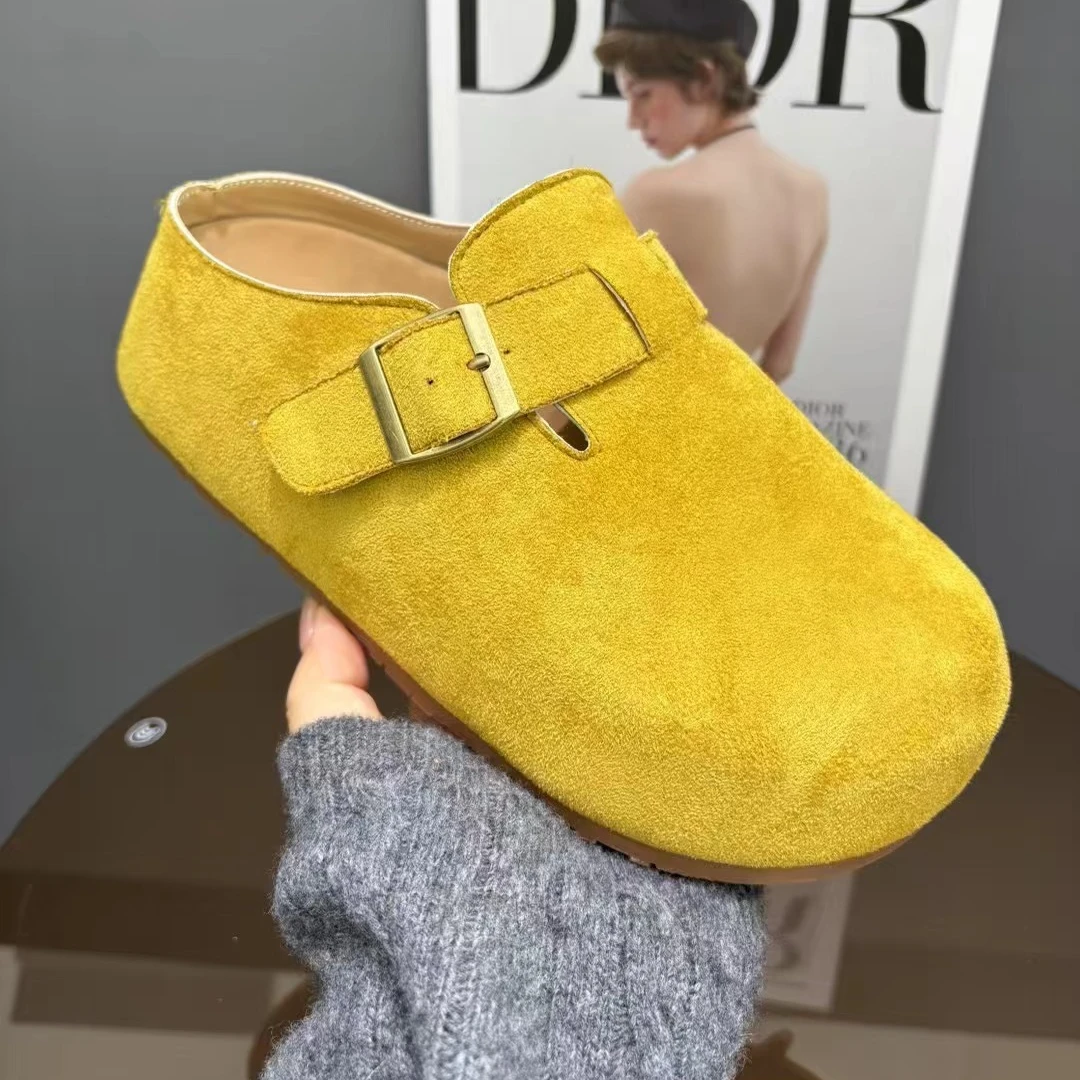 【现货】小个子内增高森系勃肯鞋女2025新款温柔乐福鞋单鞋包头拖