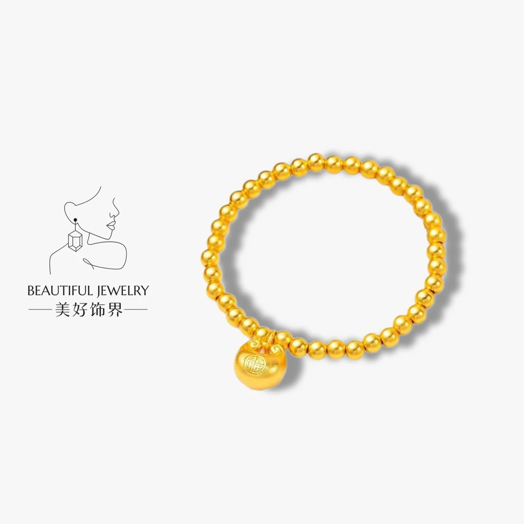 铜合金手链 新中式古法珠珠胖福手链