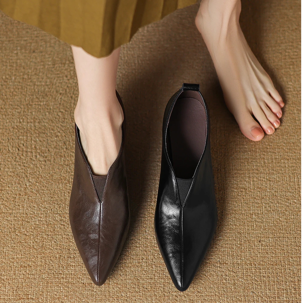 法式复古超软羊皮细跟单鞋女2025春秋单靴时尚百搭显瘦深口高跟鞋