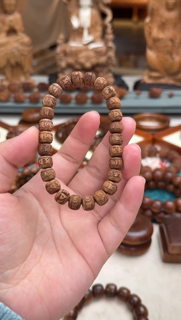 檀香木手串/手链8X9六字单圈 印度老山檀香