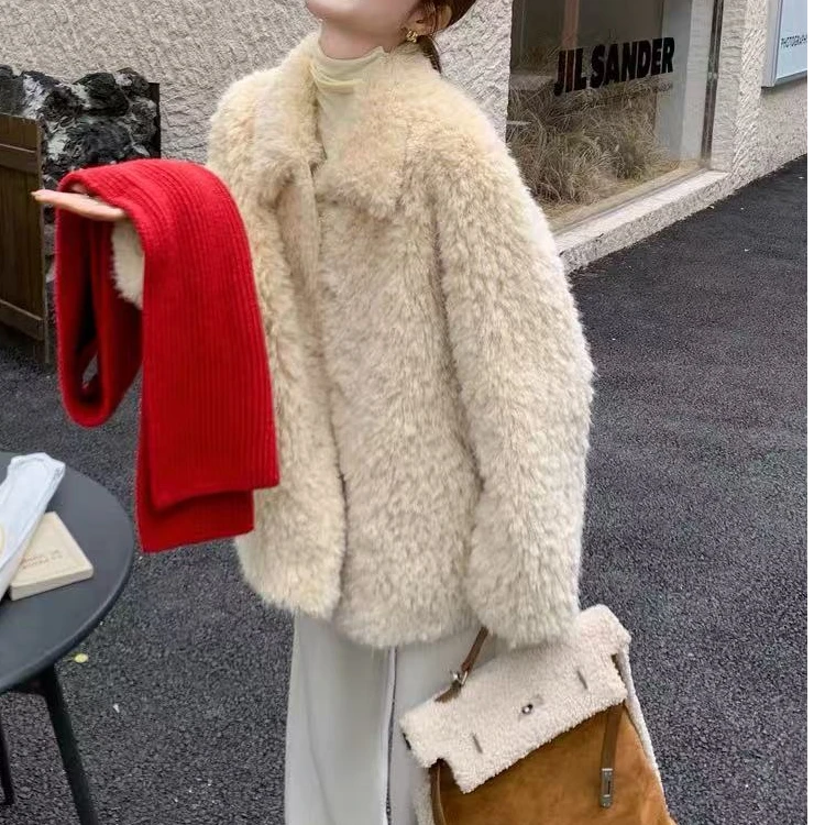 YS862米色小香风翻领外套秋冬2025款高级温柔风网红气质