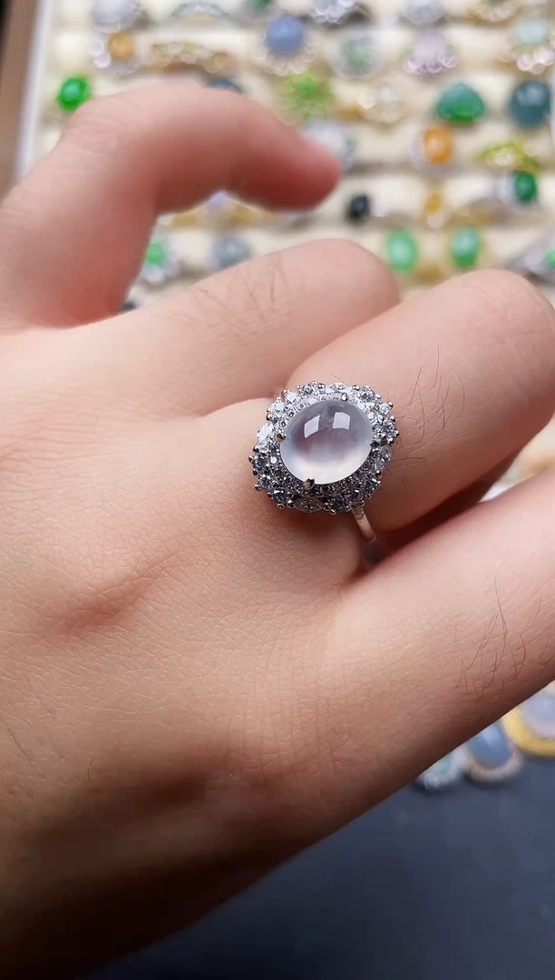 银S925镶嵌戒指翡翠95