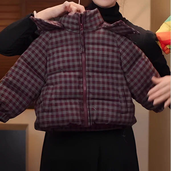 2025年冬季新款儿童男童女童韩版时尚百搭宽松休闲格子棉服外套