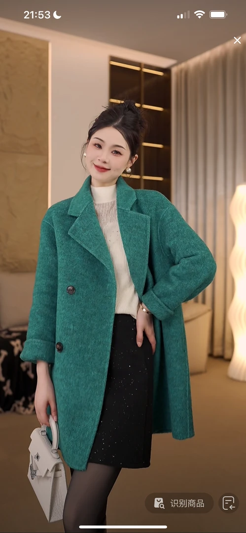 刘婷原创 秋冬新款简约高贵气质羊毛大衣