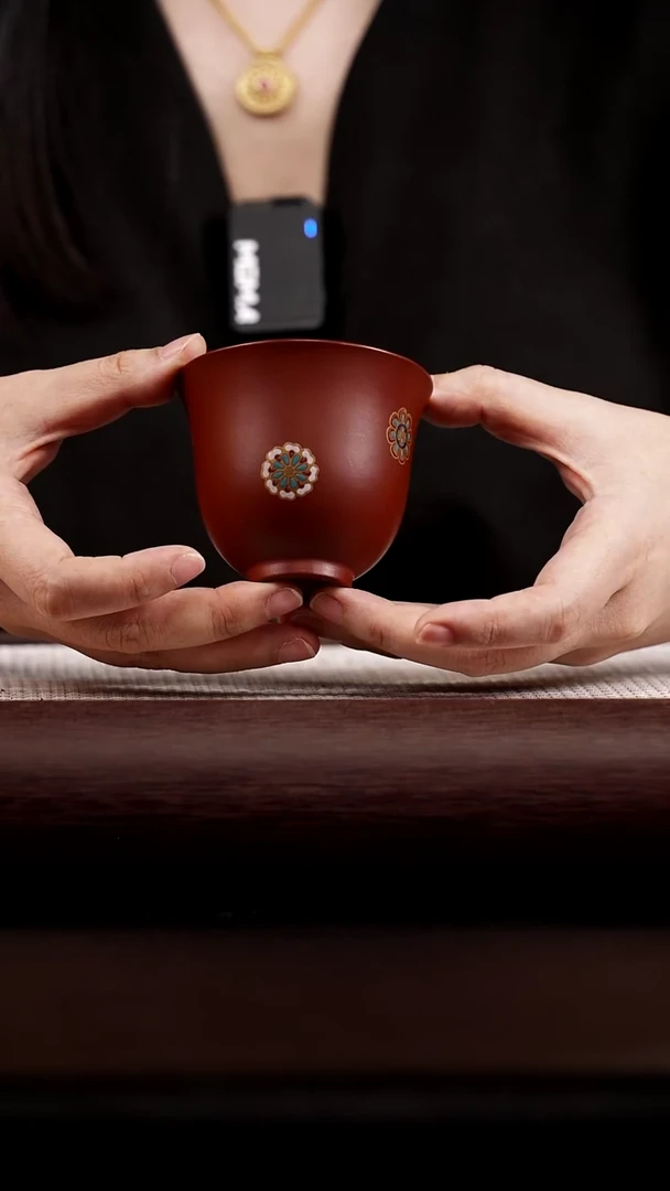 茶壶紫砂朱泥 皮球花杯