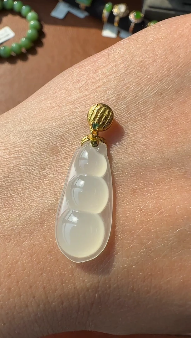 【闪购商品】和田玉吊坠(不含链)18K金镶嵌LX09*2497-A