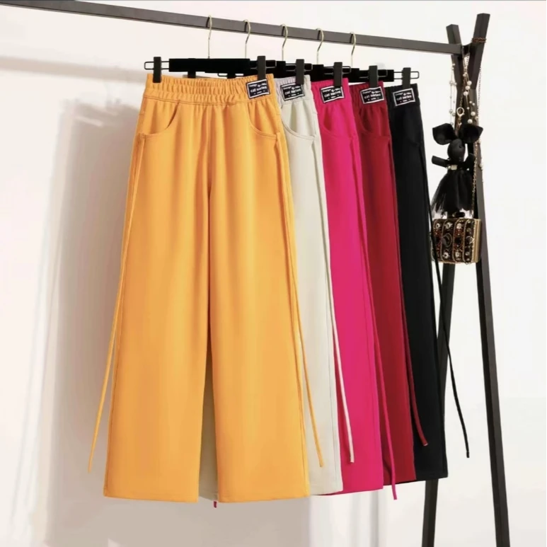 广场舞2025春秋新款时尚百搭显瘦飘带阔腿直筒裤运动健身跳操WLZ