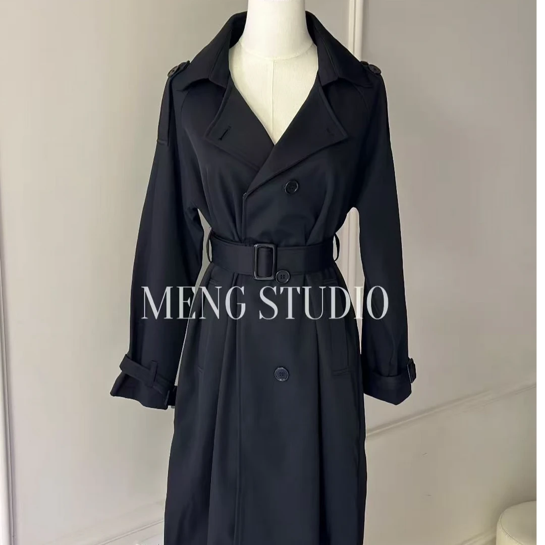 MM黑客帝国 高级感黑中长款风衣
