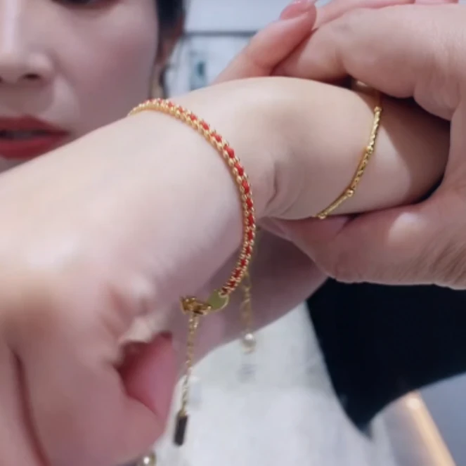 非金属合成锆石手链 新红色手链