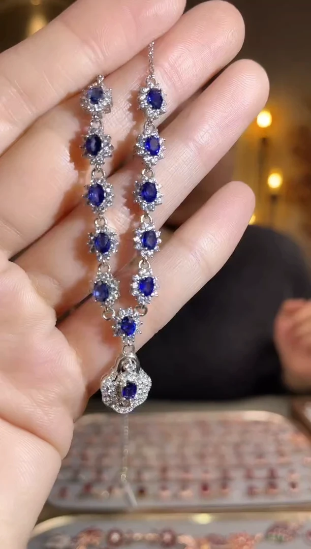 颈饰蓝宝石银S925镶嵌颈饰