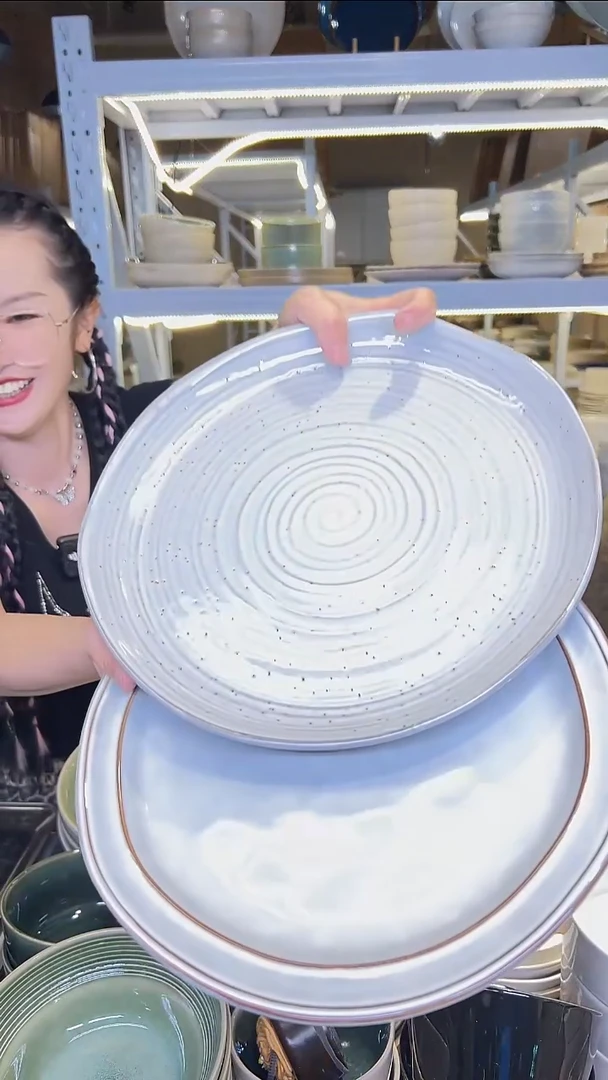瓷109（十寸）外贸尾货高温釉下彩陶瓷餐具默认微瑕