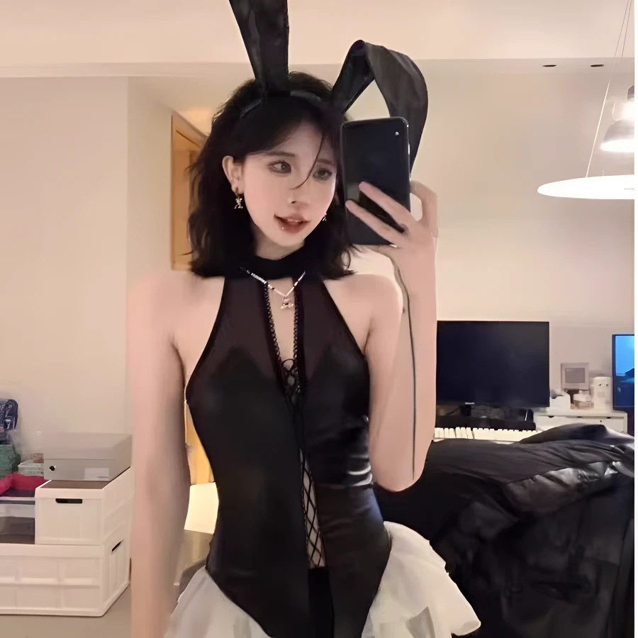 DO~(小恶魔）爆款纯欲黑色甜辣大蝴蝶结睡裙气质