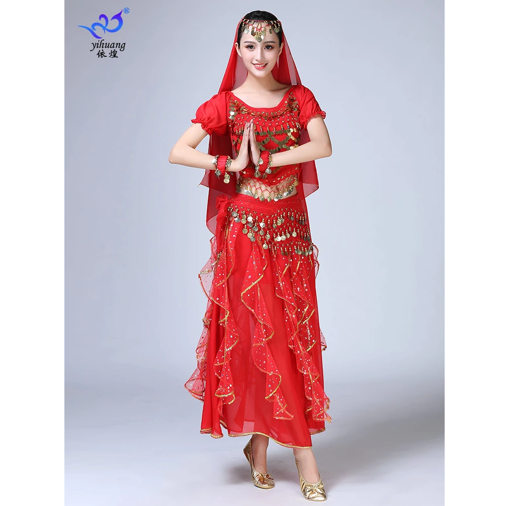 肚皮舞服舞台服短袖亮片裙套节目舞台表演服装印度舞主题演出服