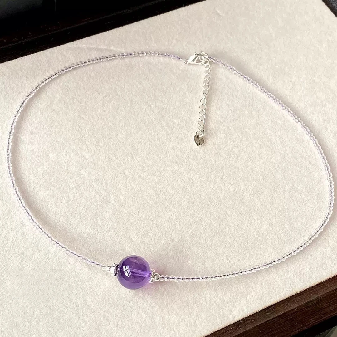 铜合金项链 手工气质紫色日常珠珠项链 4807