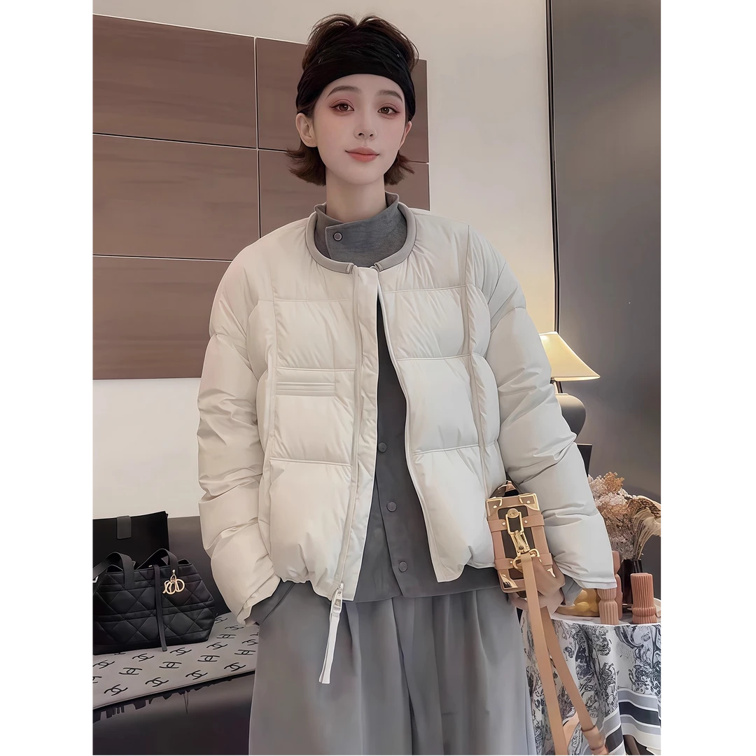 2025年冬季高级感圆领棉服女装爆款韩版时尚百搭洋气保暖加厚外套