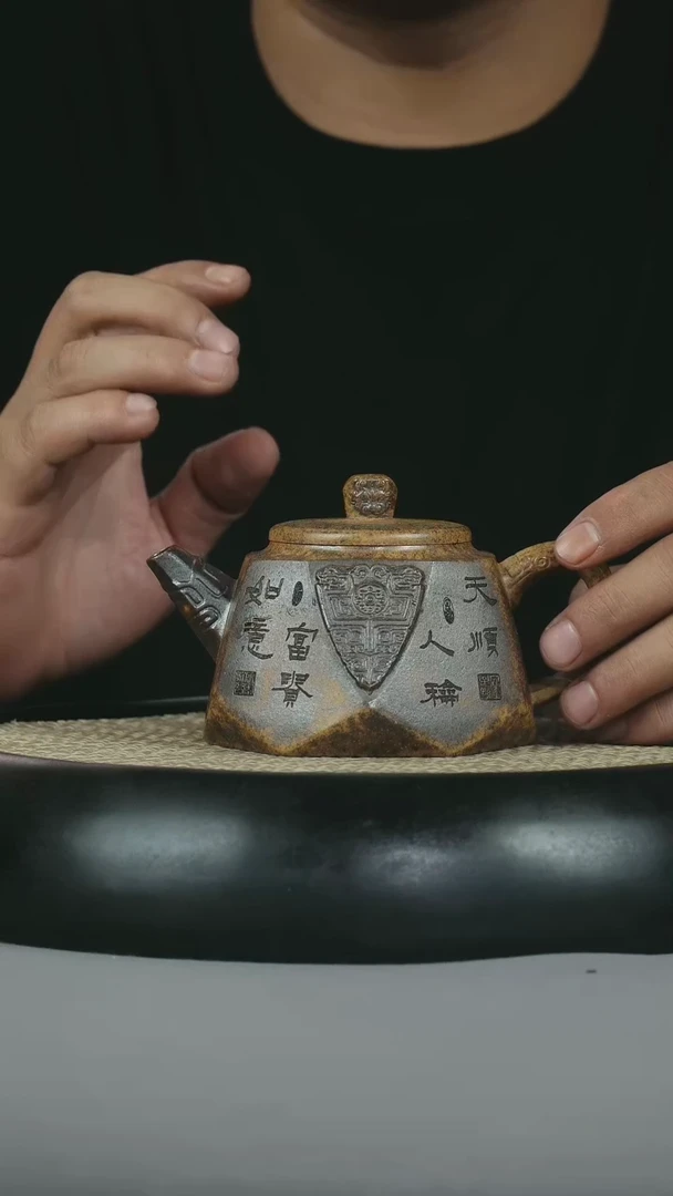 茶壶紫砂龙骨金砂 钻石壶  招财进宝