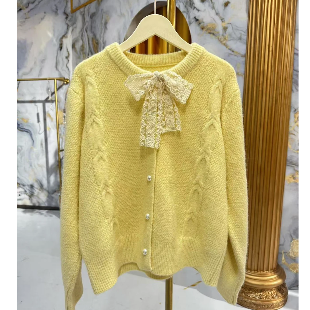 方知有【韩国高端线订单】羊毛系带开衫毛衣#W050